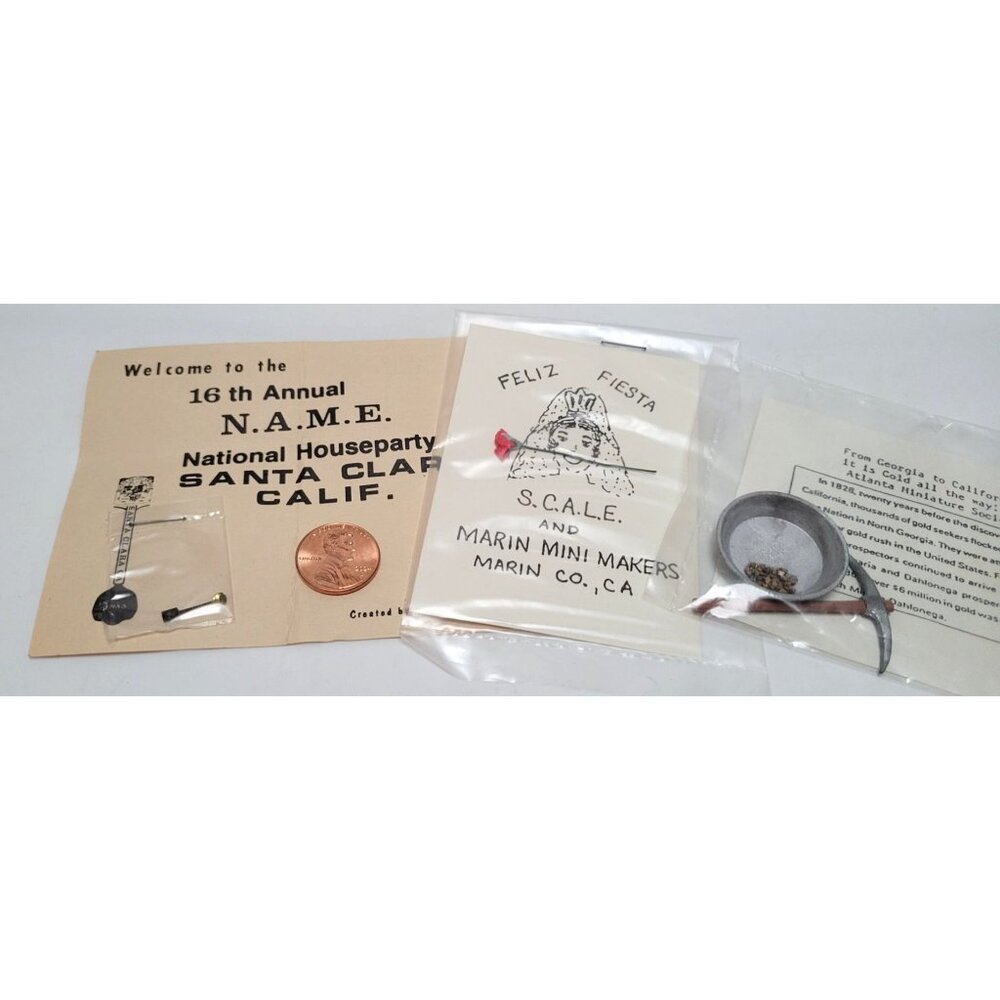 Vintage Lot of 5 Miniature Dollhouse Souvenirs Spoon Rose Land Grant Gold Pan - Picture 4 of 6